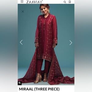 Zaaviay embroidered 3pcs party wear